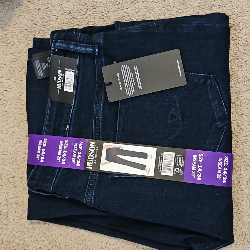 NEW! Hudson Dark Blue Wash Straight Leg Mid Rise Jeans - Picture 12 of 14